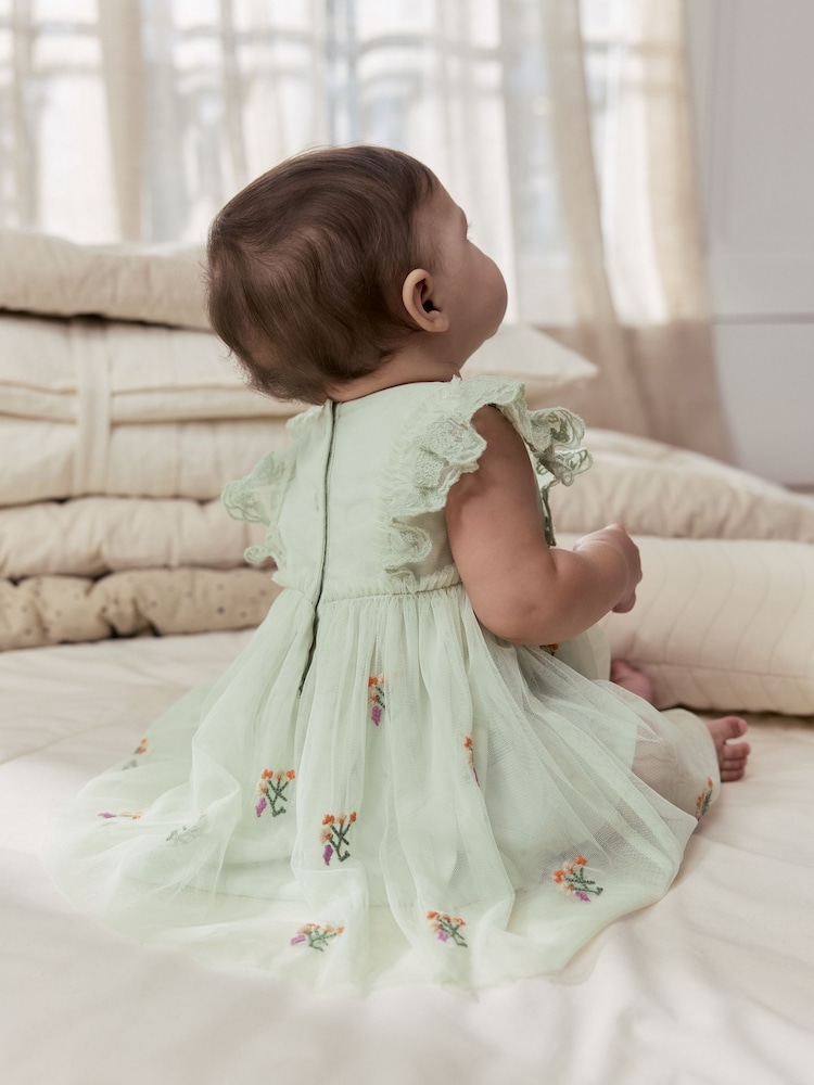 green emerald velvet dress 3D Flower Green Girl Dress Toddler 1st Birthday Party J422 Green / child-12
