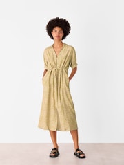 Whistles Green Tiger Flame Midi Dress - Image 1 of 5