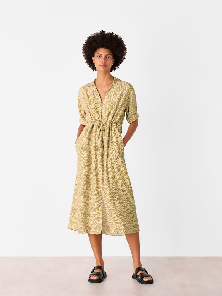Whistles Green Tiger Flame Midi Dress - Image 1 of 5