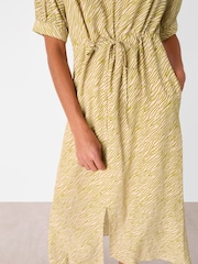 Whistles Green Tiger Flame Midi Dress - Image 3 of 5