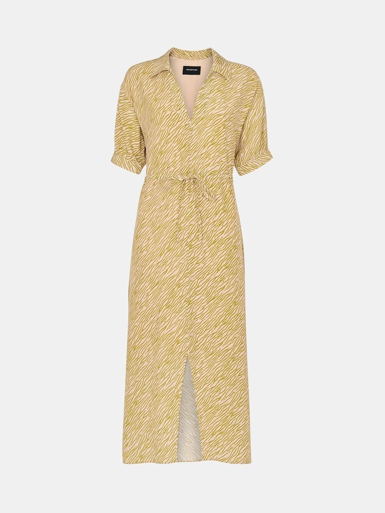 Whistles Green Tiger Flame Midi Dress - Image 5 of 5