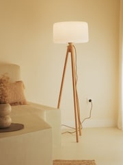 New Garden White Chloe 140cm Outdoor Floor Lamp with Wooden Legs - Image 1 of 6