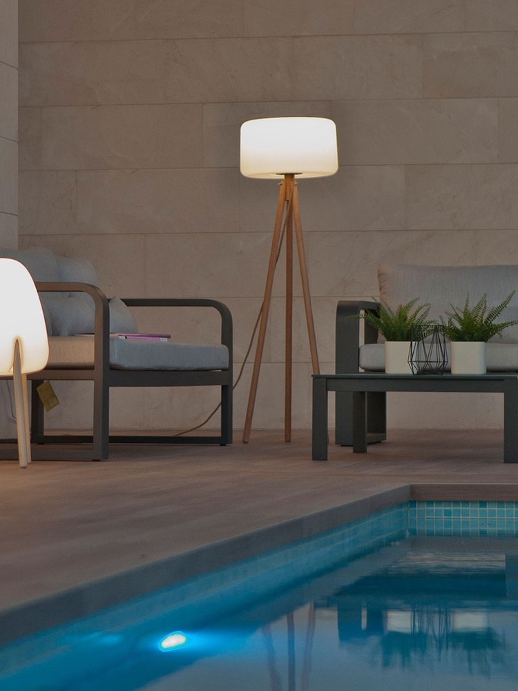 New Garden White Chloe 140cm Outdoor Floor Lamp with Wooden Legs - Image 6 of 6