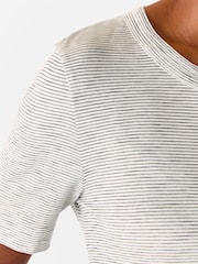 Whistles Grey Rosa Double Trim Stripe 100% Cotton T-Shirt - Image 4 of 5