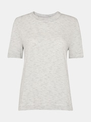 Whistles Grey Rosa Double Trim Stripe 100% Cotton T-Shirt - Image 5 of 5