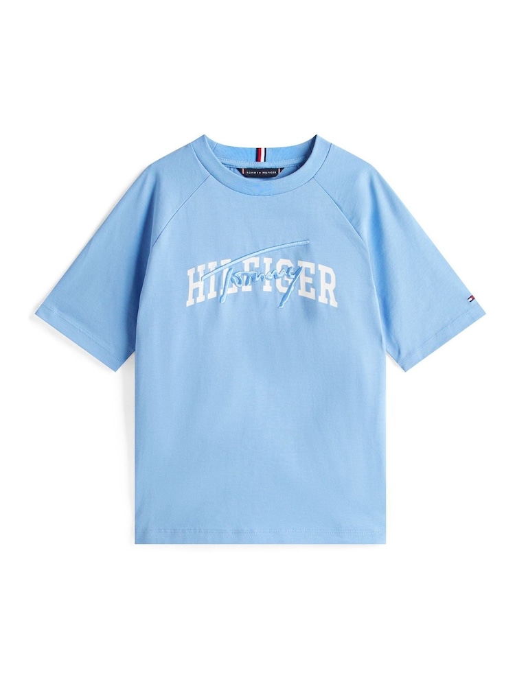 Tommy Hilfiger Blue Mixed Logo Raglan Sleeve T-Shirt - Image 5 of 5
