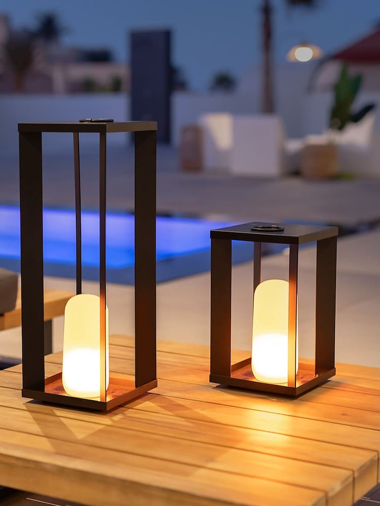 New Garden Black Siroco 50 Metal Lantern with Flame Effect - Image 2 of 6 New Garden Black Siroco 50 Metal Lantern with Flame Effect - Image 2 of 6