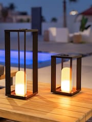 New Garden Black Siroco 50 Metal Lantern with Flame Effect - Image 3 of 6