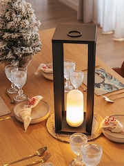 New Garden Black Siroco 50 Metal Lantern with Flame Effect - Image 4 of 6
