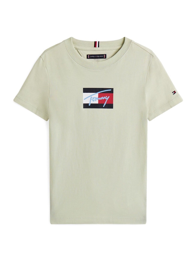 Grün - Tommy Hilfiger Signature Logo Crew Neck T-Shirt - Bild 5 von 5