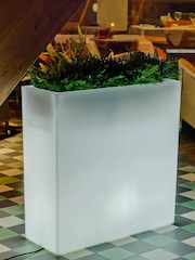 New Garden White Junco 80cm Rectangular Flower Pot with Light Solar Charging with Rechargeable Battery - Image 1 of 5