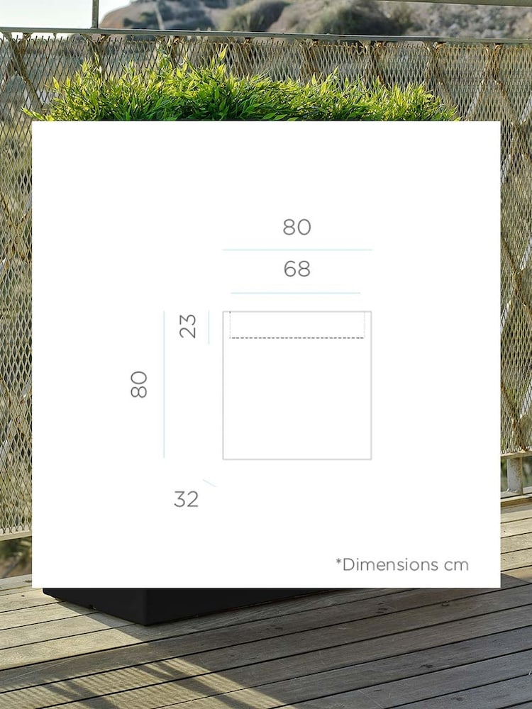 New Garden White Junco 80cm Rectangular Flower Pot with Light Solar Charging with Rechargeable Battery - Image 2 of 5