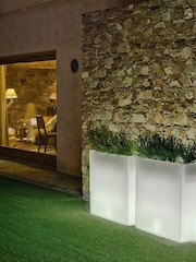 New Garden White Junco 80cm Rectangular Flower Pot with Light Solar Charging with Rechargeable Battery - Image 4 of 5