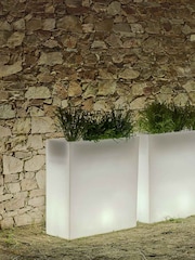 New Garden White Junco 80cm Rectangular Flower Pot with Light Solar Charging with Rechargeable Battery - Image 5 of 5