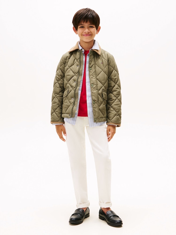 Tommy Hilfiger Green Contrast Collar Quilted Relaxed Jacket - Image 2 of 4