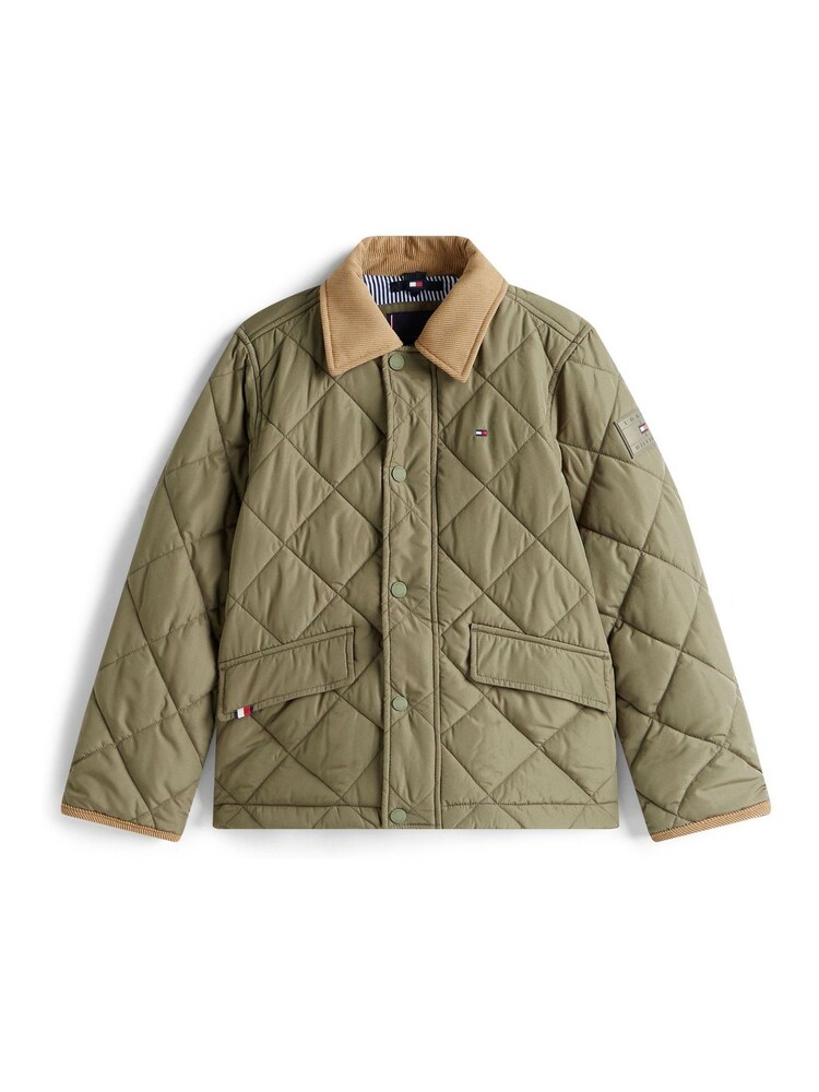 Tommy Hilfiger Green Contrast Collar Quilted Relaxed Jacket - Image 4 of 4
