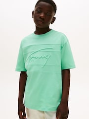 Tommy Hilfiger Green Signature Embroidery T-Shirt - Image 1 of 5