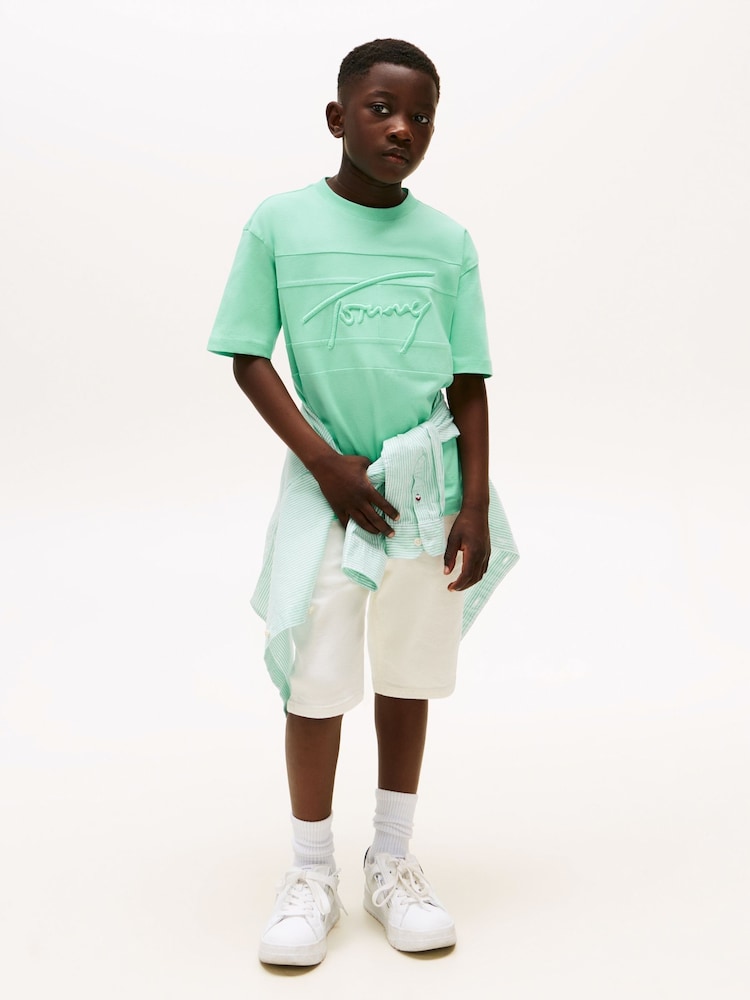 Tommy Hilfiger Green Signature Embroidery T-Shirt - Image 3 of 5