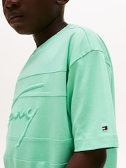 Tommy Hilfiger Green Signature Embroidery T-Shirt - Image 4 of 5