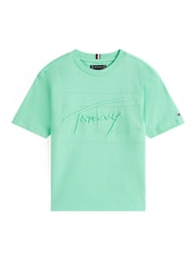 Tommy Hilfiger Green Signature Embroidery T-Shirt - Image 5 of 5
