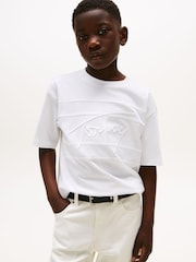 Tommy Hilfiger White Signature Embroidery T-Shirt - Image 1 of 5