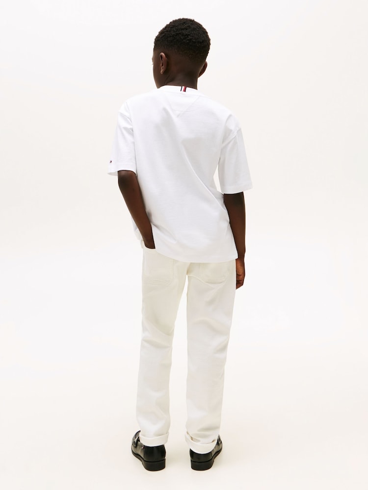 Tommy Hilfiger White Signature Embroidery T-Shirt - Image 2 of 5