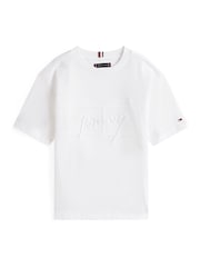 Tommy Hilfiger White Signature Embroidery T-Shirt - Image 5 of 5