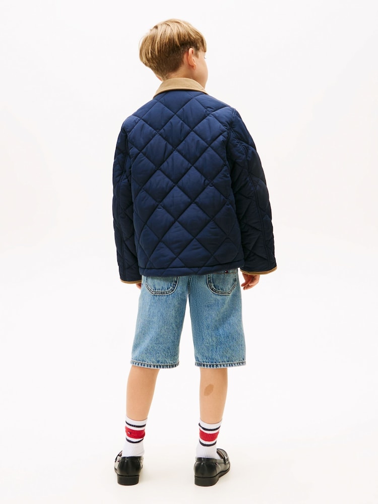 Tommy Hilfiger Blue Contrast Collar Quilted Relaxed Jacket - Image 2 of 6