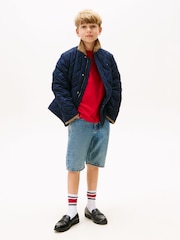 Tommy Hilfiger Blue Contrast Collar Quilted Relaxed Jacket - Image 3 of 6
