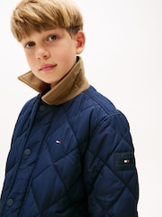 Tommy Hilfiger Blue Contrast Collar Quilted Relaxed Jacket - Image 5 of 6