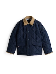 Tommy Hilfiger Blue Contrast Collar Quilted Relaxed Jacket - Image 6 of 6