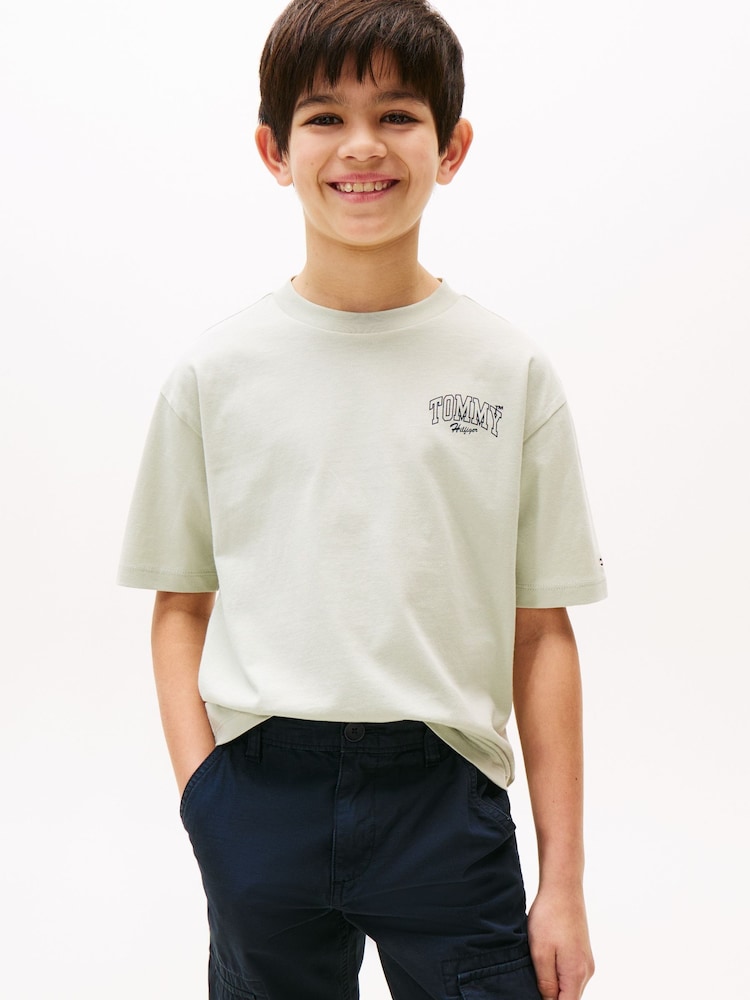 Tommy Hilfiger Green Varsity Back Graphic T-Shirt - Image 2 of 5 Tommy Hilfiger Green Varsity Back Graphic T-Shirt - Image 2 of 5