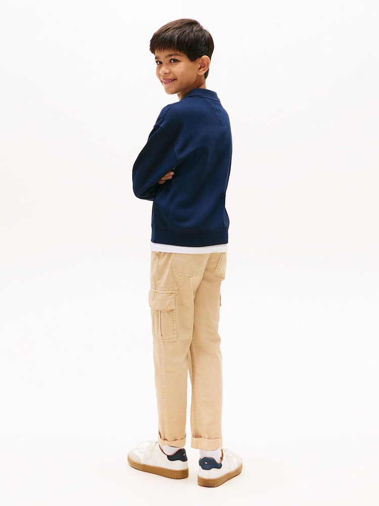 Tommy Hilfiger Blue Curved Graphic Polo Collar Sweatshirt - Image 2 of 5