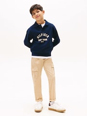 Tommy Hilfiger Blue Curved Graphic Polo Collar Sweatshirt - Image 3 of 5