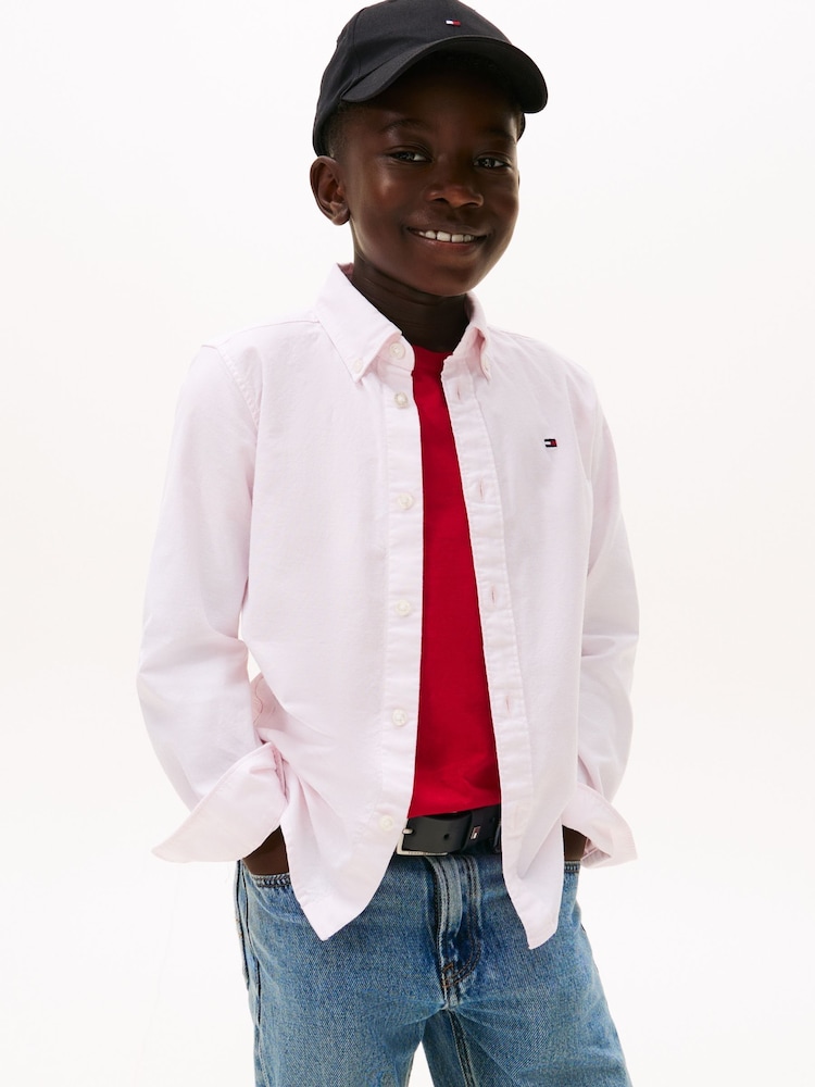 Tommy Hilfiger Pink Flag Oxford Long Sleeve Shirt - Image 1 of 5