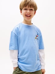 Tommy Hilfiger Blue Back Graphic Textured T-Shirt - Image 1 of 5