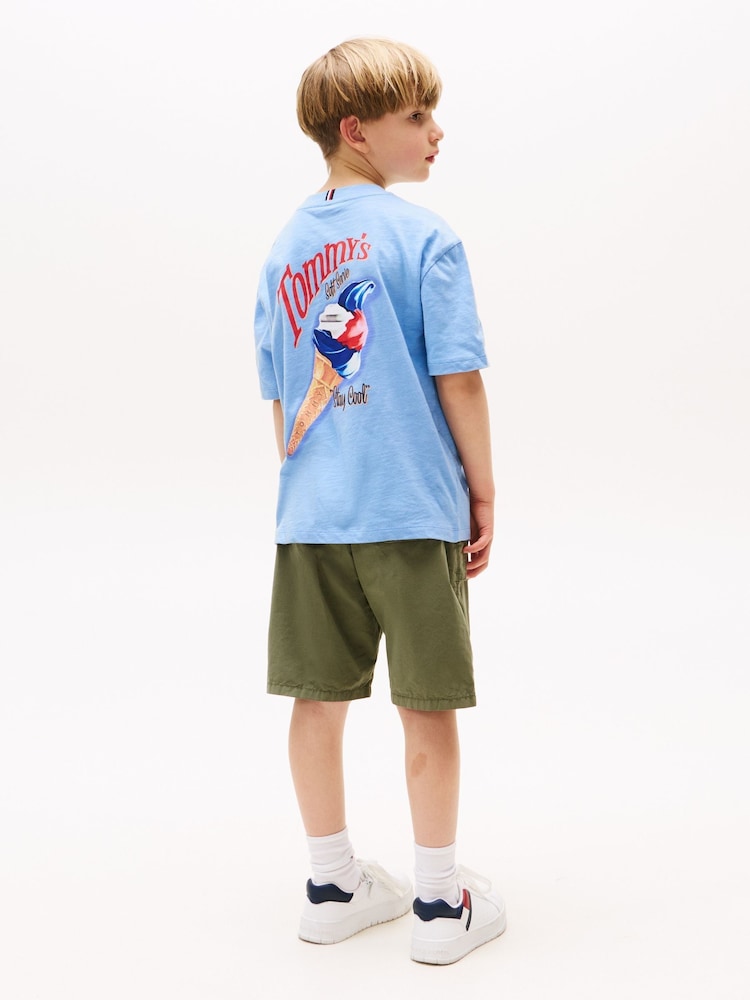 Tommy Hilfiger Blue Back Graphic Textured T-Shirt - Image 1 of 5 Tommy Hilfiger Blue Back Graphic Textured T-Shirt - Image 1 of 5
