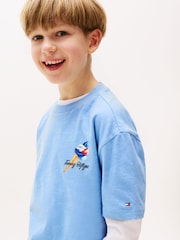 Tommy Hilfiger Blue Back Graphic Textured T-Shirt - Image 3 of 5