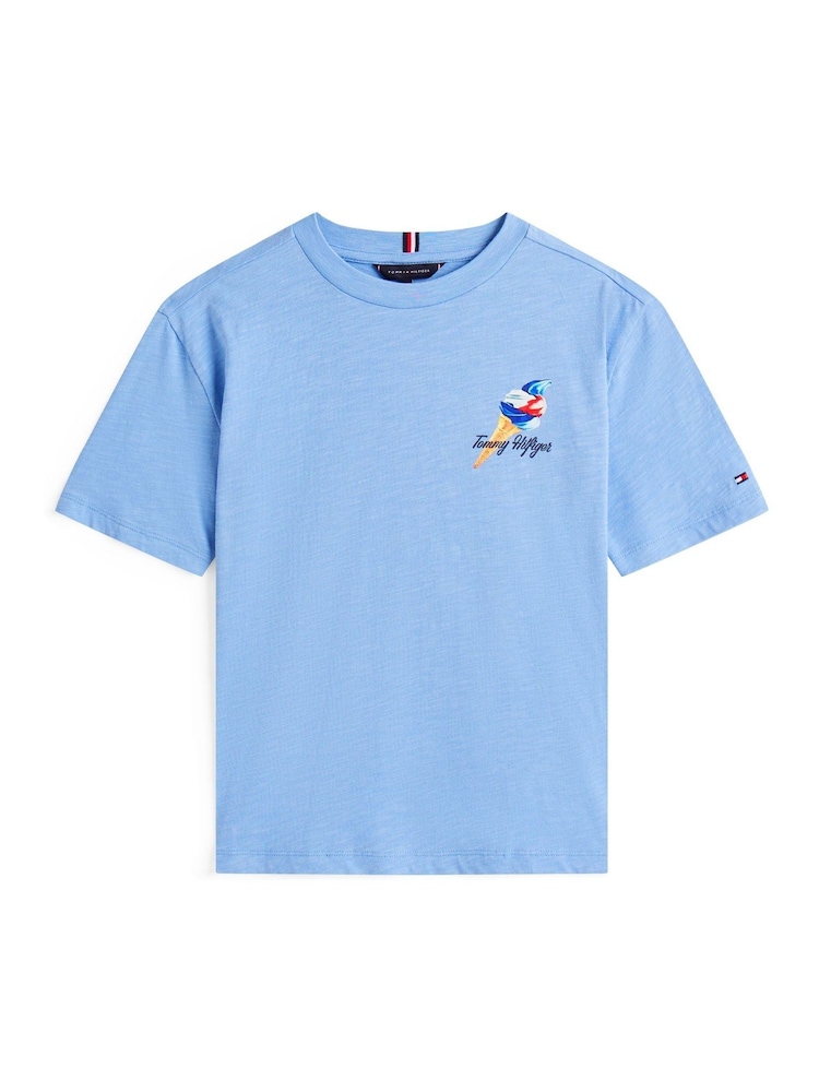 Tommy Hilfiger Blue Back Graphic Textured T-Shirt - Image 5 of 5