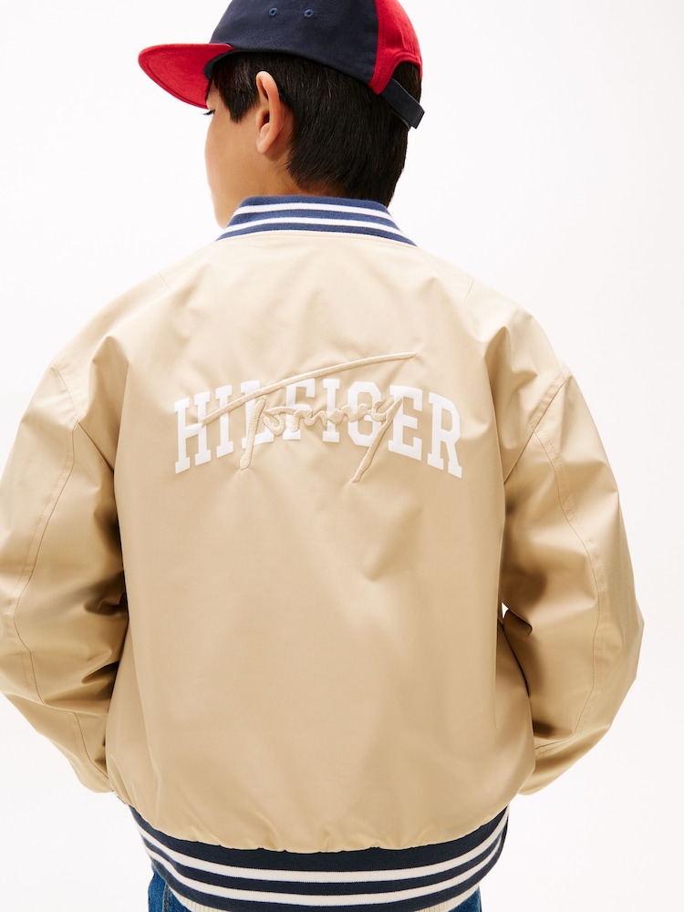 Tommy Hilfiger Natural Relaxed Reversible Back Logo Bomber Jacket - Image 2 of 6