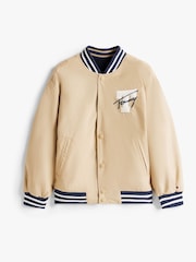 Tommy Hilfiger Natural Relaxed Reversible Back Logo Bomber Jacket - Image 6 of 6