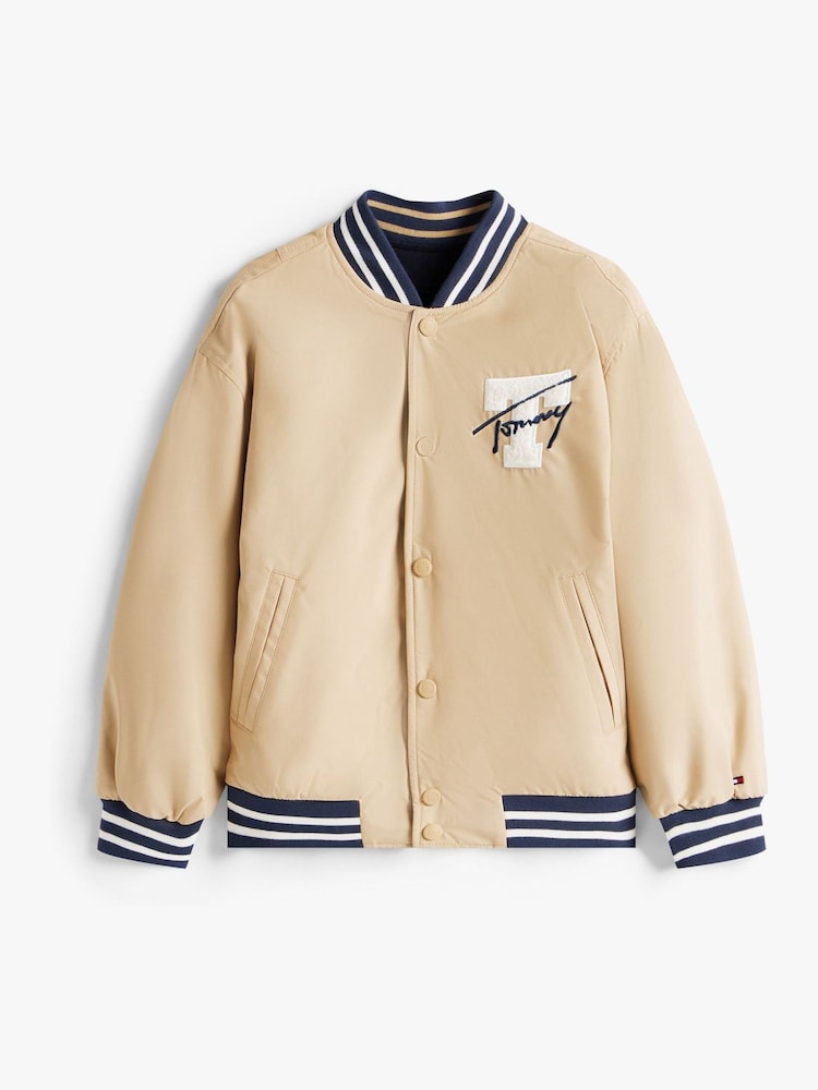 Tommy Hilfiger Natural Relaxed Reversible Back Logo Bomber Jacket - Image 6 of 6