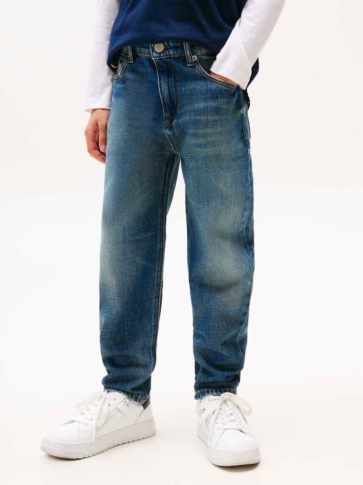 Tommy Hilfiger Blue Logo Embroidery Faded Jeans - Image 1 of 5