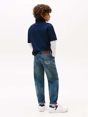 Tommy Hilfiger Blue Logo Embroidery Faded Jeans - Image 2 of 5