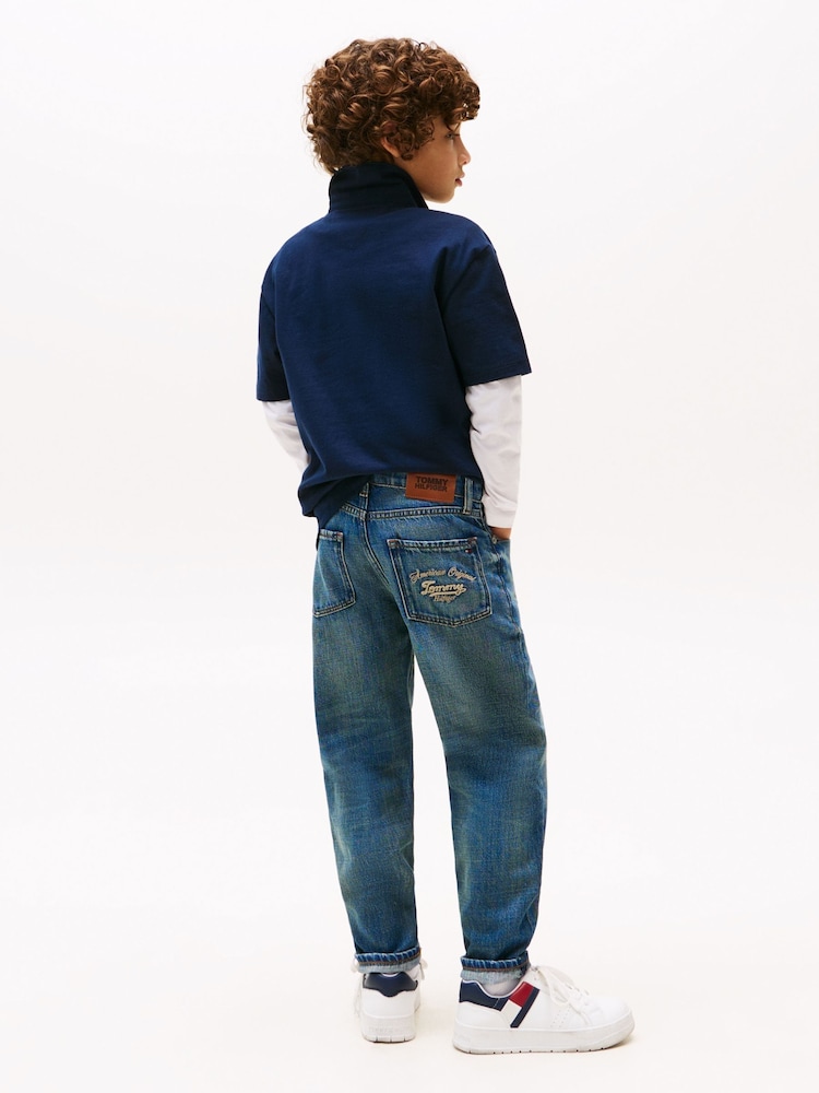 Tommy Hilfiger Blue Logo Embroidery Faded Jeans - Image 2 of 5