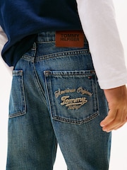 Tommy Hilfiger Blue Logo Embroidery Faded Jeans - Image 4 of 5