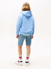 Tommy Hilfiger Blue Tonal Flag Embroidery Zip-Thru Hoodie - Image 2 of 5