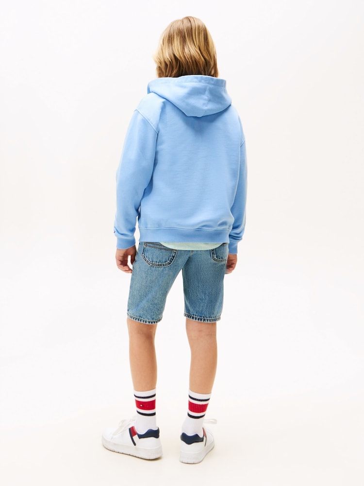 Tommy Hilfiger Blue Tonal Flag Embroidery Zip-Thru Hoodie - Image 2 of 5