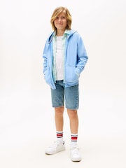 Tommy Hilfiger Blue Tonal Flag Embroidery Zip-Thru Hoodie - Image 3 of 5