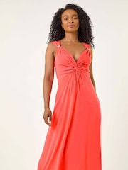 Roman Orange Petite Petite Twist Front Stretch Strappy Dress - Image 4 of 5